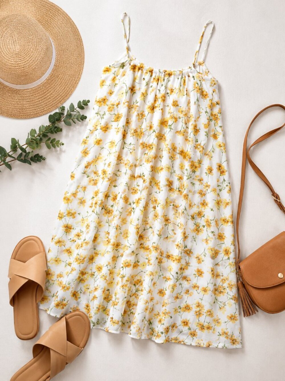 Mango Suit Collection Floral Mini Dress Size M Yellow Cottagecore